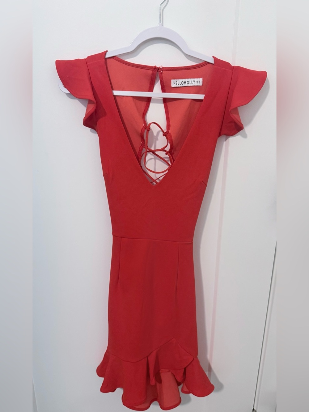 Hello Molly red Lace-Up Mini Dress NWOT